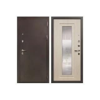 Входная металлическая дверь Лекс 5А Цезарь с Зеркалом Дуб беленый (панель №23)