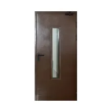 Дверь противопожарная металлическая однопольная ДПР-Олимп-01/30К с остеклением угловая коробка (0975-2075, Правая, RAL 8017)