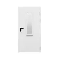 Дверь противопожарная металлическая ДПР-Олимп-01/60К, однопольная, с остеклением, угловая коробка, RAL 9016
