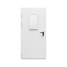 Дверь противопожарная металлическая дымогазонепроницаемая однопольная ДПР-Олимп-01/60К с остеклением угловая коробка (0950-2075)