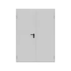 Дверь противопожарная металлическая сплошная двупольная равнопольная угловая коробка ДПР-Олимп-02/30К (1600-2075, Левая, RAL 7035)
