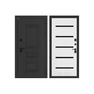 Входная дверь Аляска Лайт 01 - Белое дерево, стекло черное