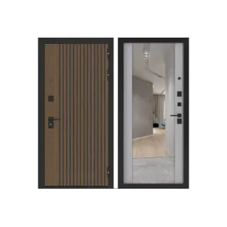 Входная дверь BN-02 с зеркалом ФЛЗ-1 Лайт грей софт